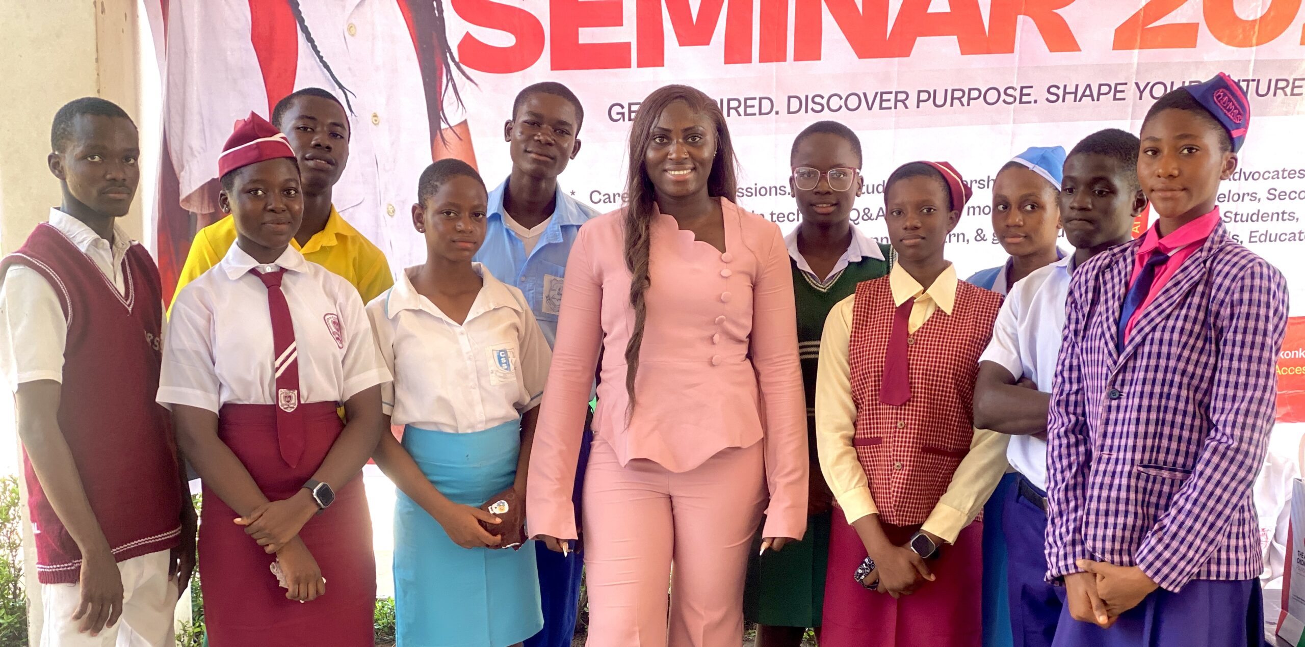 TAOF's Program Director with students from the career seminar